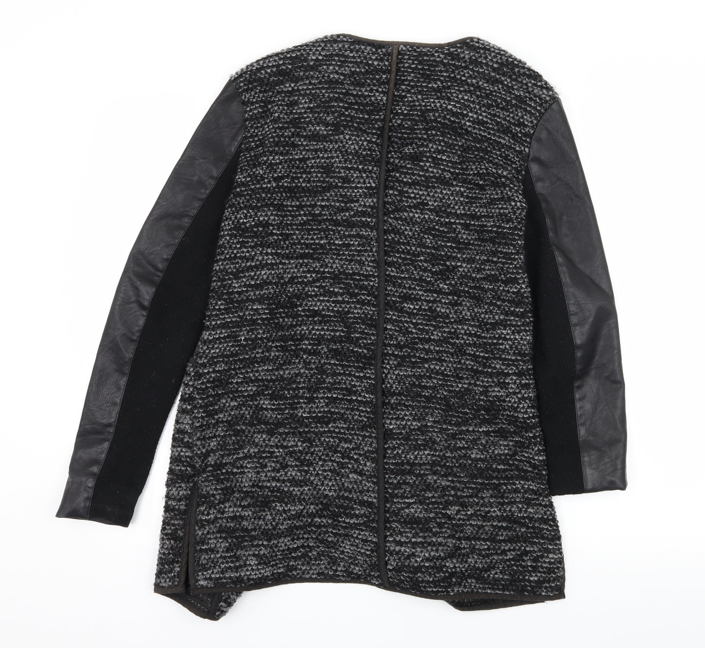 New Look Womens Grey Striped Knit Jacket Coatigan Size 10