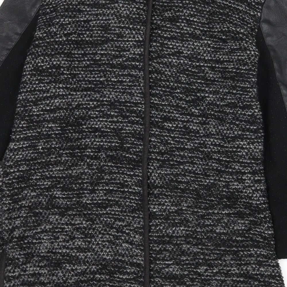 New Look Womens Grey Striped Knit Jacket Coatigan Size 10