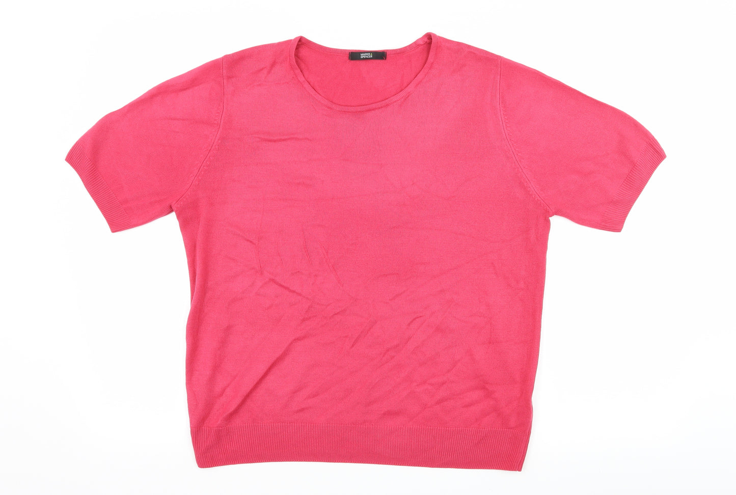 Marks and Spencer Mens Pink  Knit  T-Shirt Size 16
