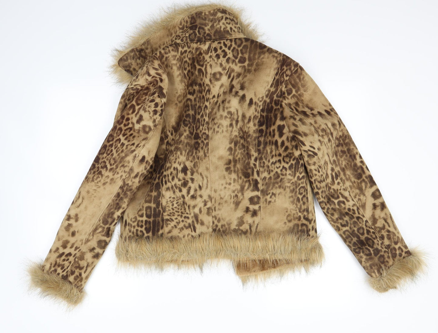 Preworn Womens Brown Animal Print  Jacket Coat Size 12