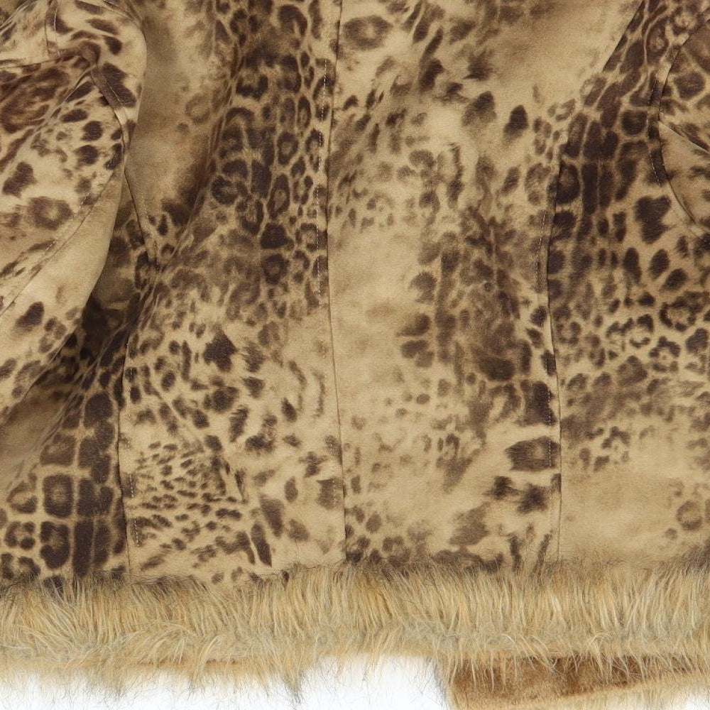 Preworn Womens Brown Animal Print  Jacket Coat Size 12