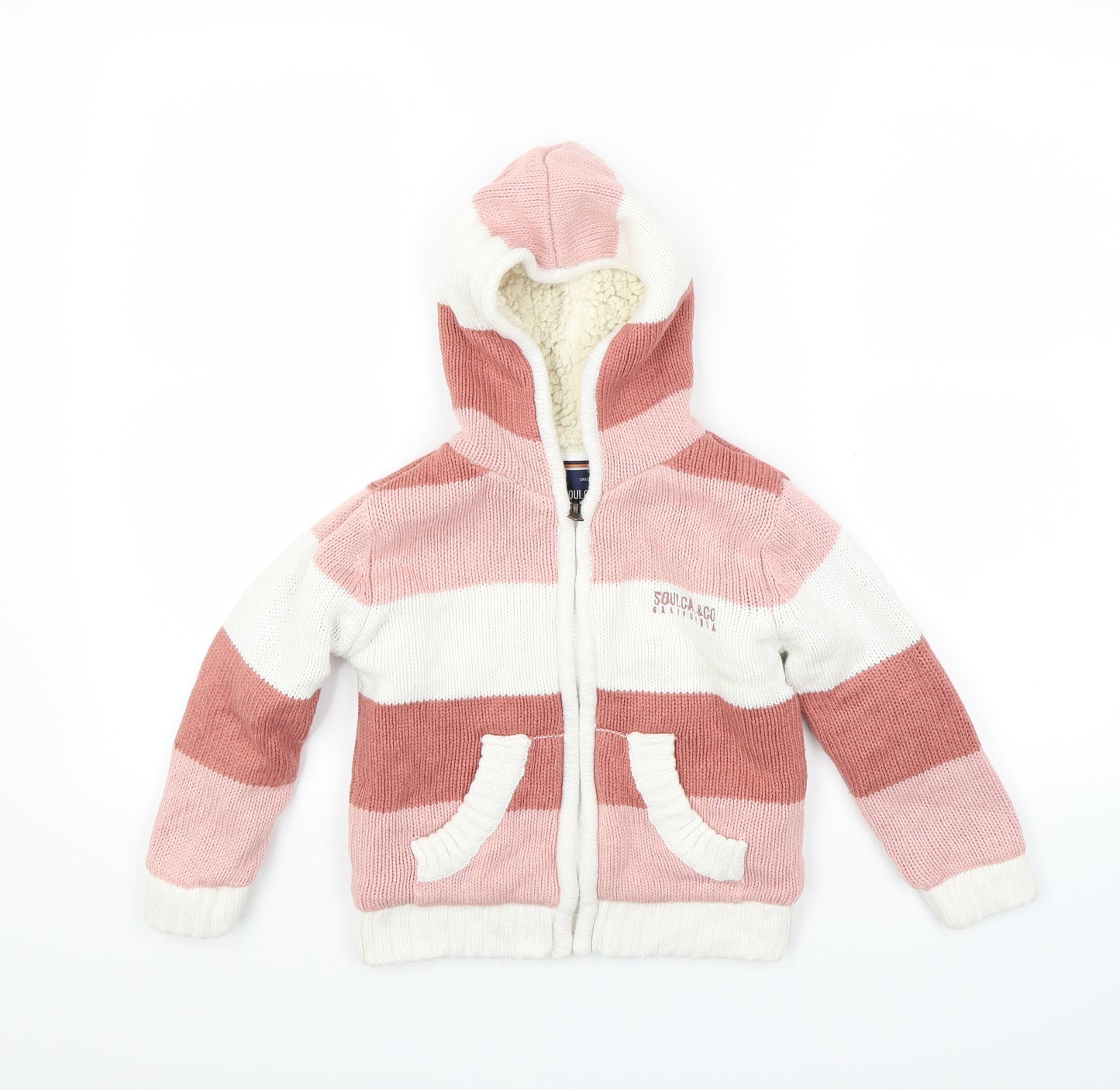 SoulCal&Co Boys Multicoloured Striped  Full Zip Hoodie Size 5-6 Years