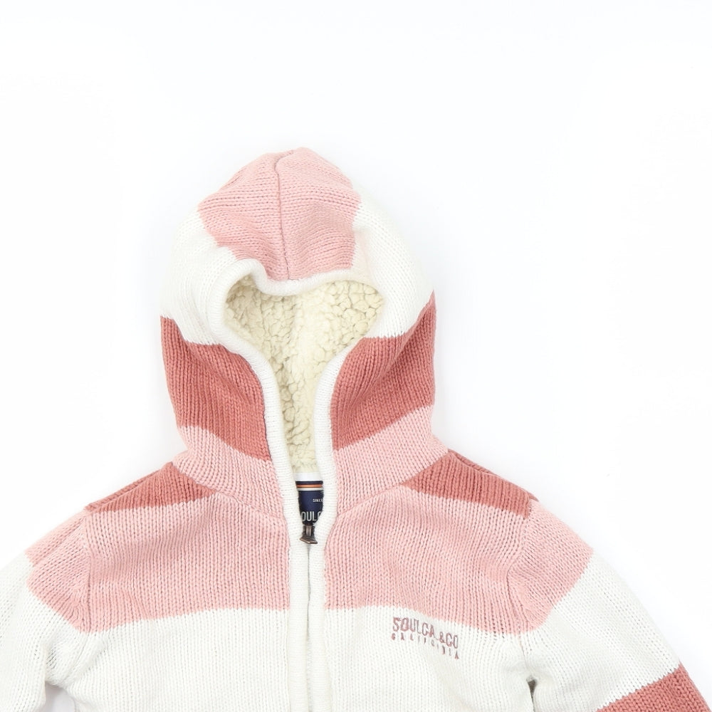 SoulCal&Co Boys Multicoloured Striped  Full Zip Hoodie Size 5-6 Years
