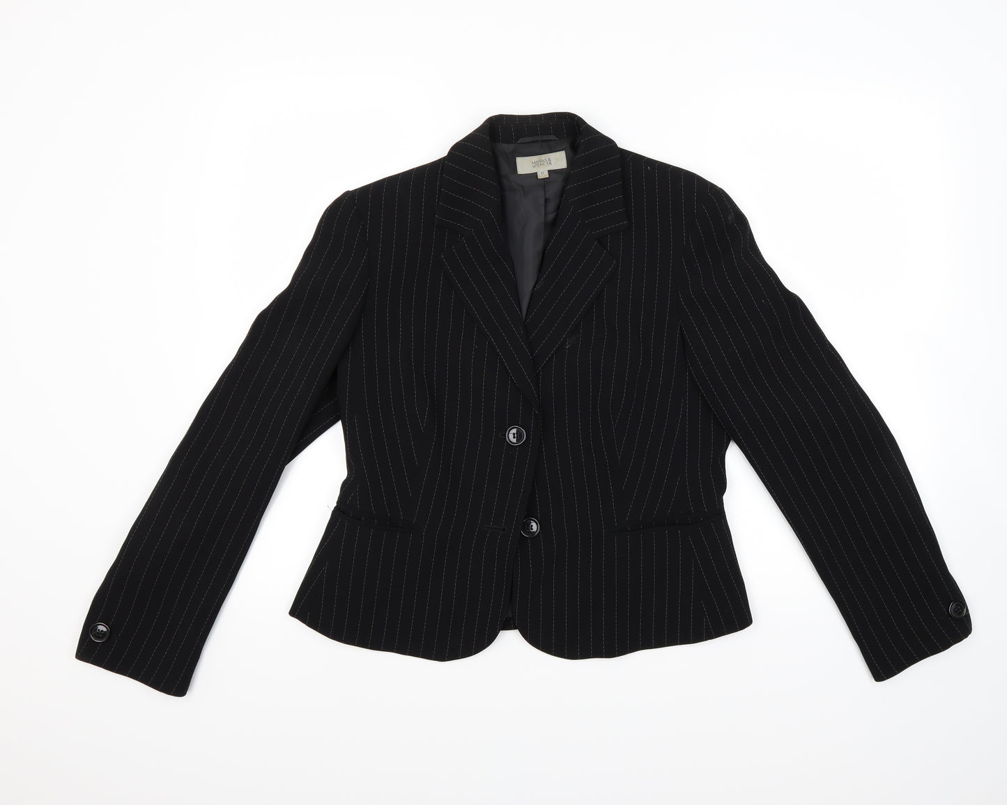 Marks and Spencer Womens Black Striped  Jacket Coat Size 12
