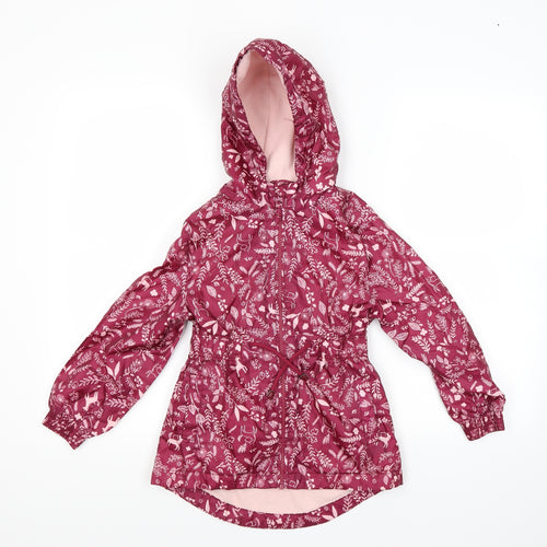 George Girls Red Floral  Basic Coat Coat Size 6-7 Years