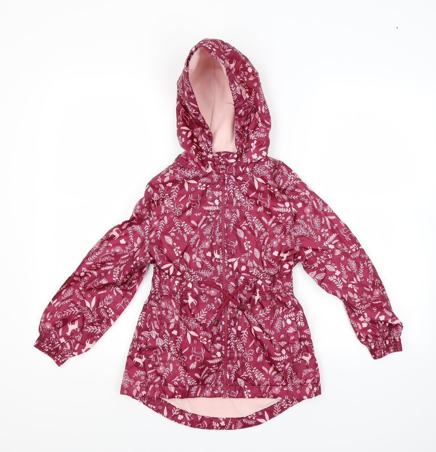 George Girls Red Floral  Basic Coat Coat Size 6-7 Years