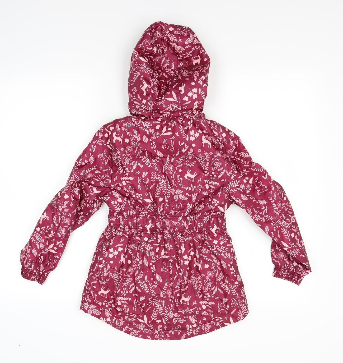 George Girls Red Floral  Basic Coat Coat Size 6-7 Years