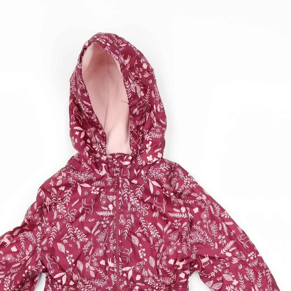 George Girls Red Floral  Basic Coat Coat Size 6-7 Years