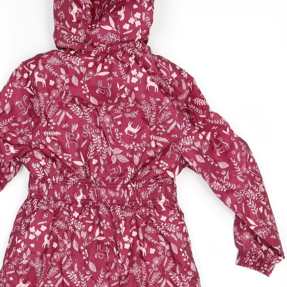 George Girls Red Floral  Basic Coat Coat Size 6-7 Years