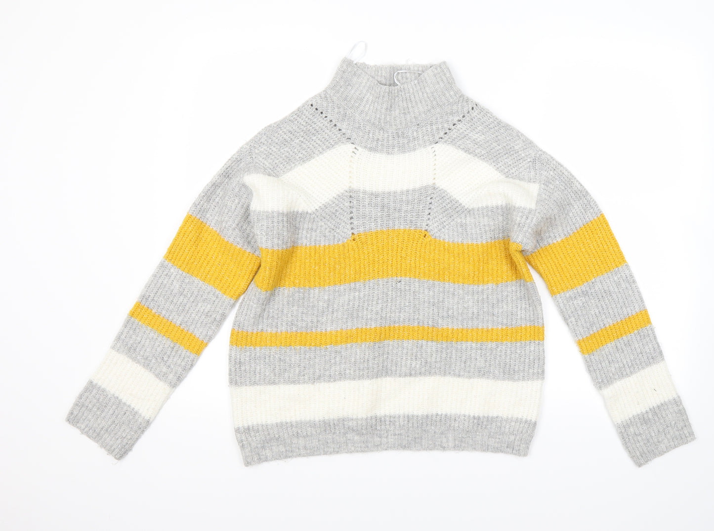 Papaya Womens Grey Striped  Pullover Jumper Size S