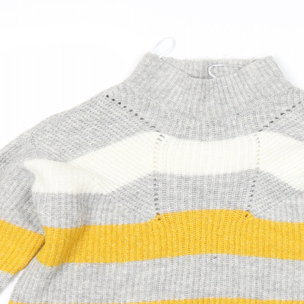 Papaya Womens Grey Striped  Pullover Jumper Size S