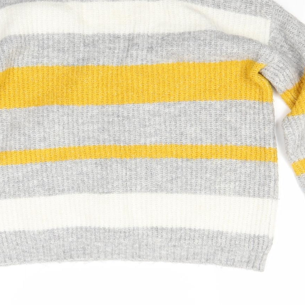 Papaya Womens Grey Striped  Pullover Jumper Size S