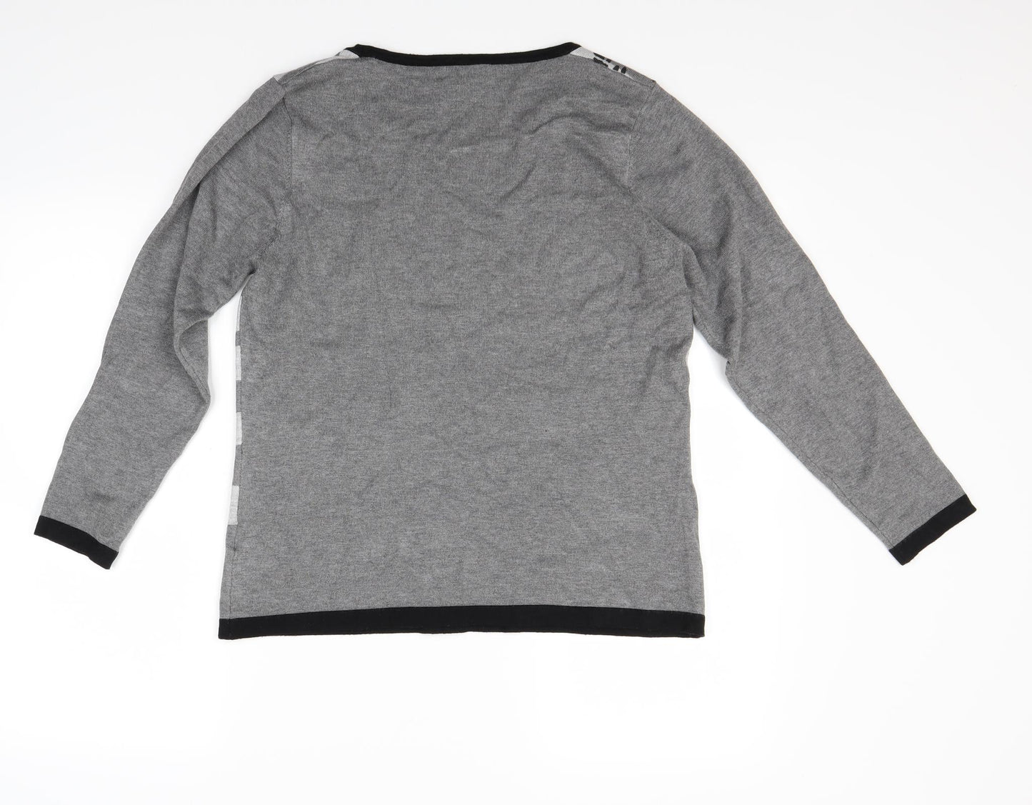 Nina Mutati Womens Grey Floral  Pullover Jumper Size M