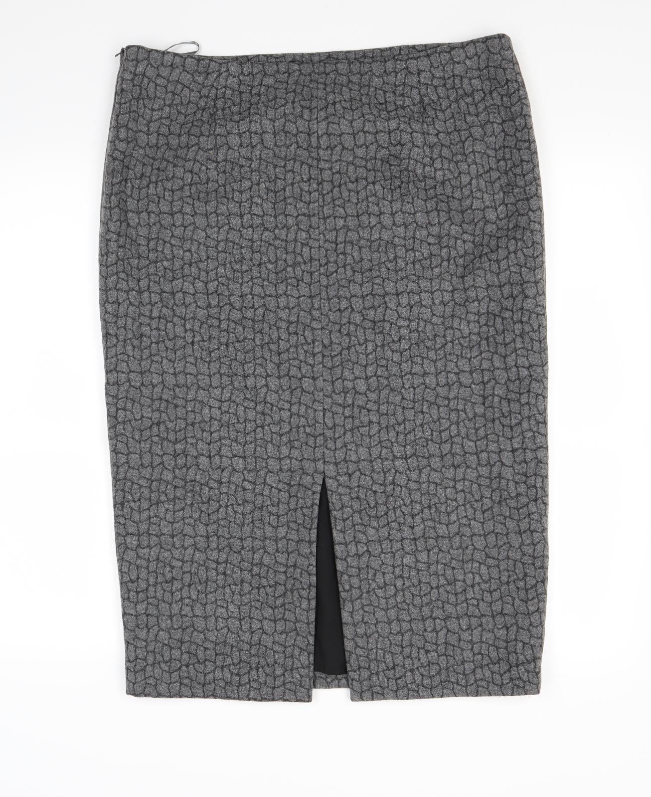 peruna Womens Grey Animal Print  A-Line Skirt Size 16