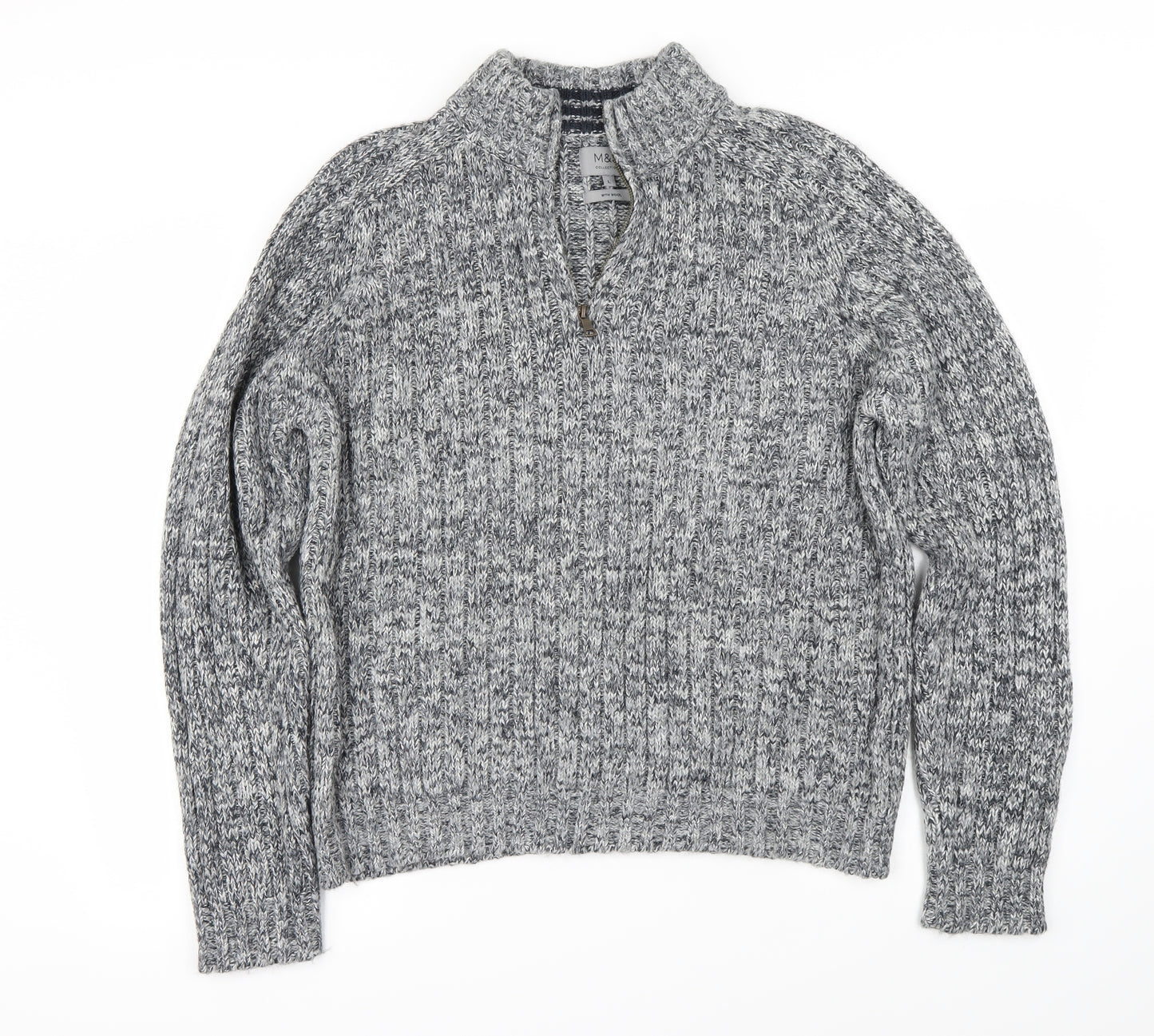 Marks and Spencer Mens Grey   Henley Jumper Size L