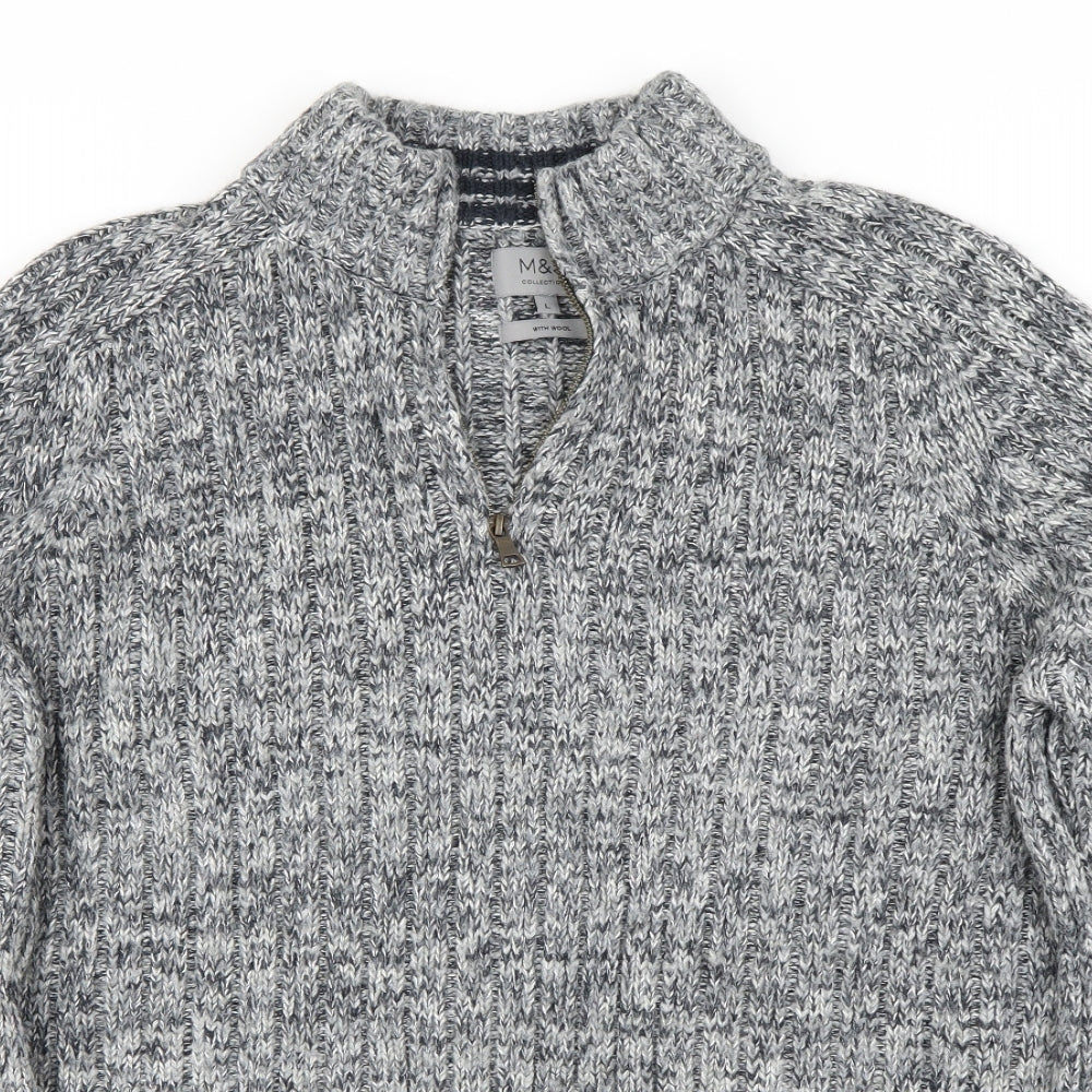Marks and Spencer Mens Grey   Henley Jumper Size L