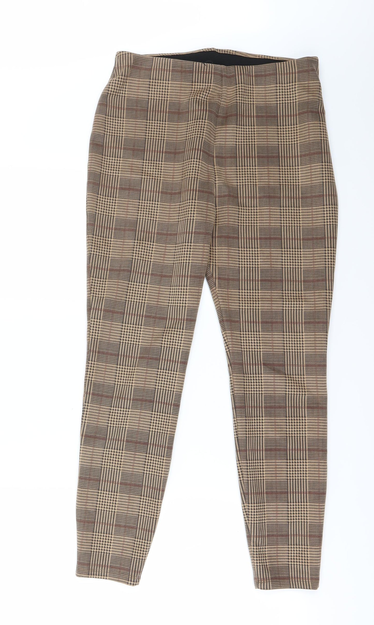 TU Womens Brown Check  Trousers  Size 14 L25 in