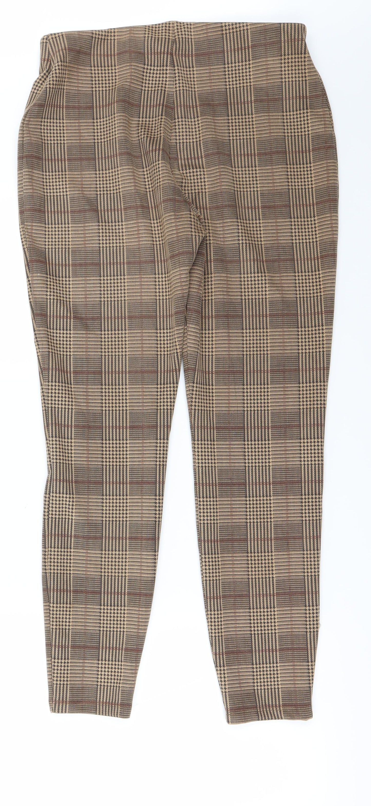TU Womens Brown Check  Trousers  Size 14 L25 in
