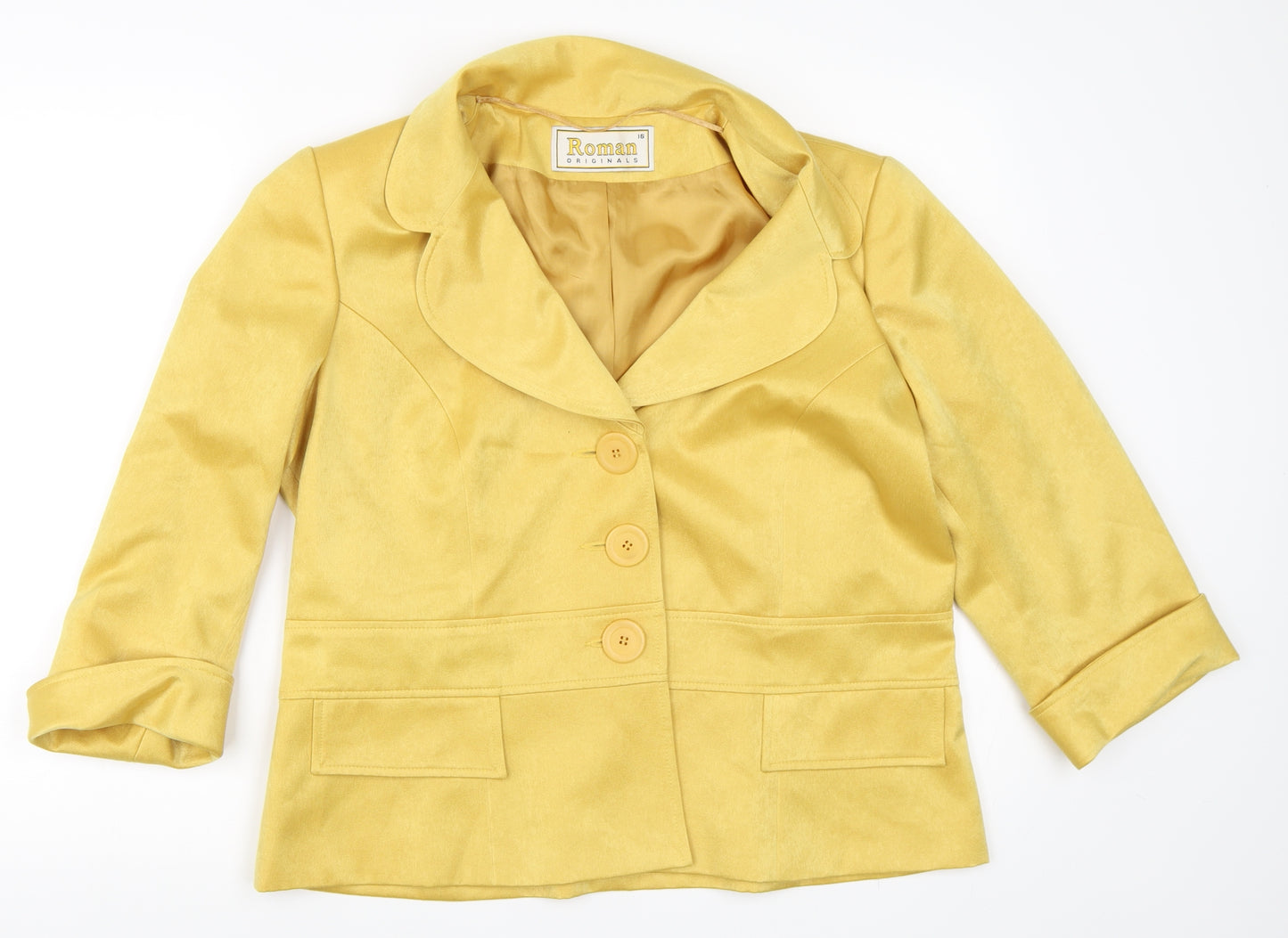 Roman Originals Womens Yellow   Jacket Blazer Size 16