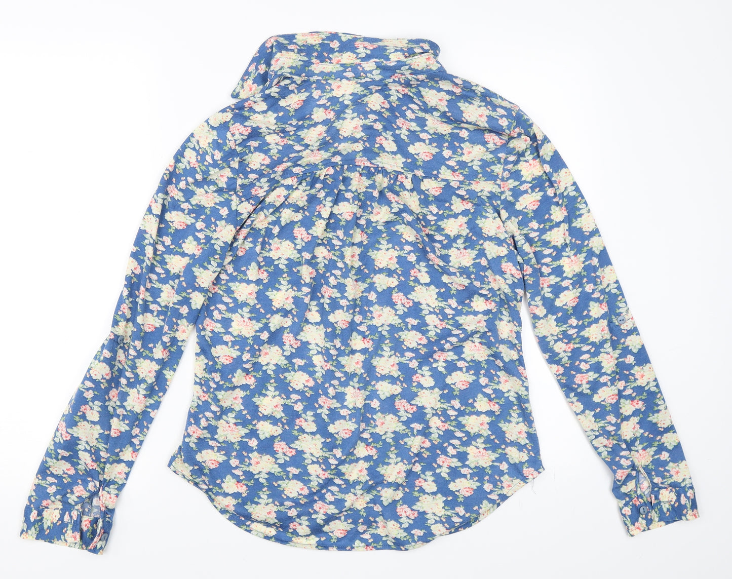 Preworn Womens Blue Floral  Basic Button-Up Size M