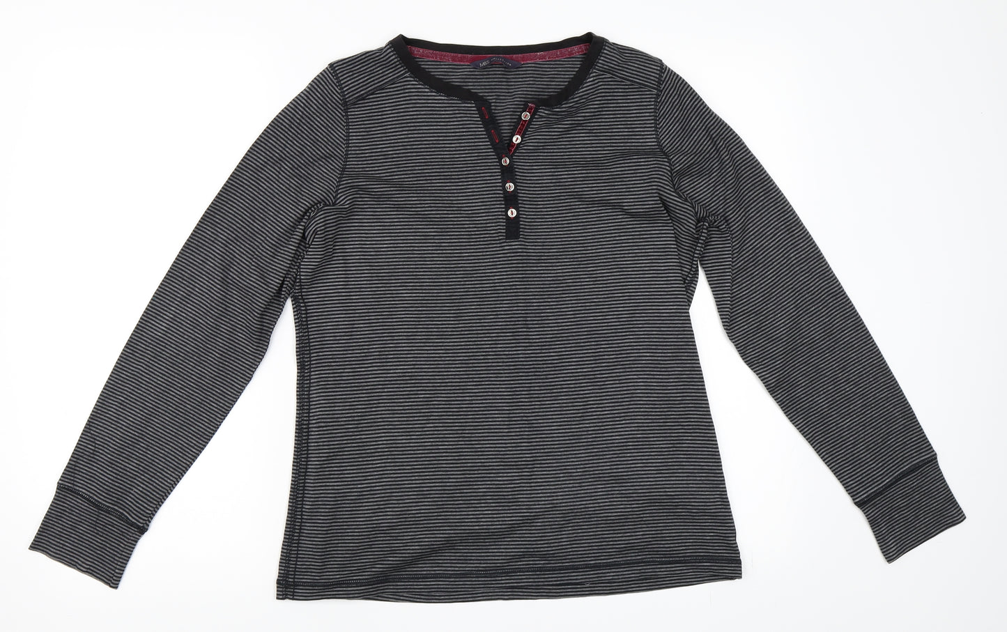 Marks and Spencer Womens Grey Striped  Basic T-Shirt Size 14