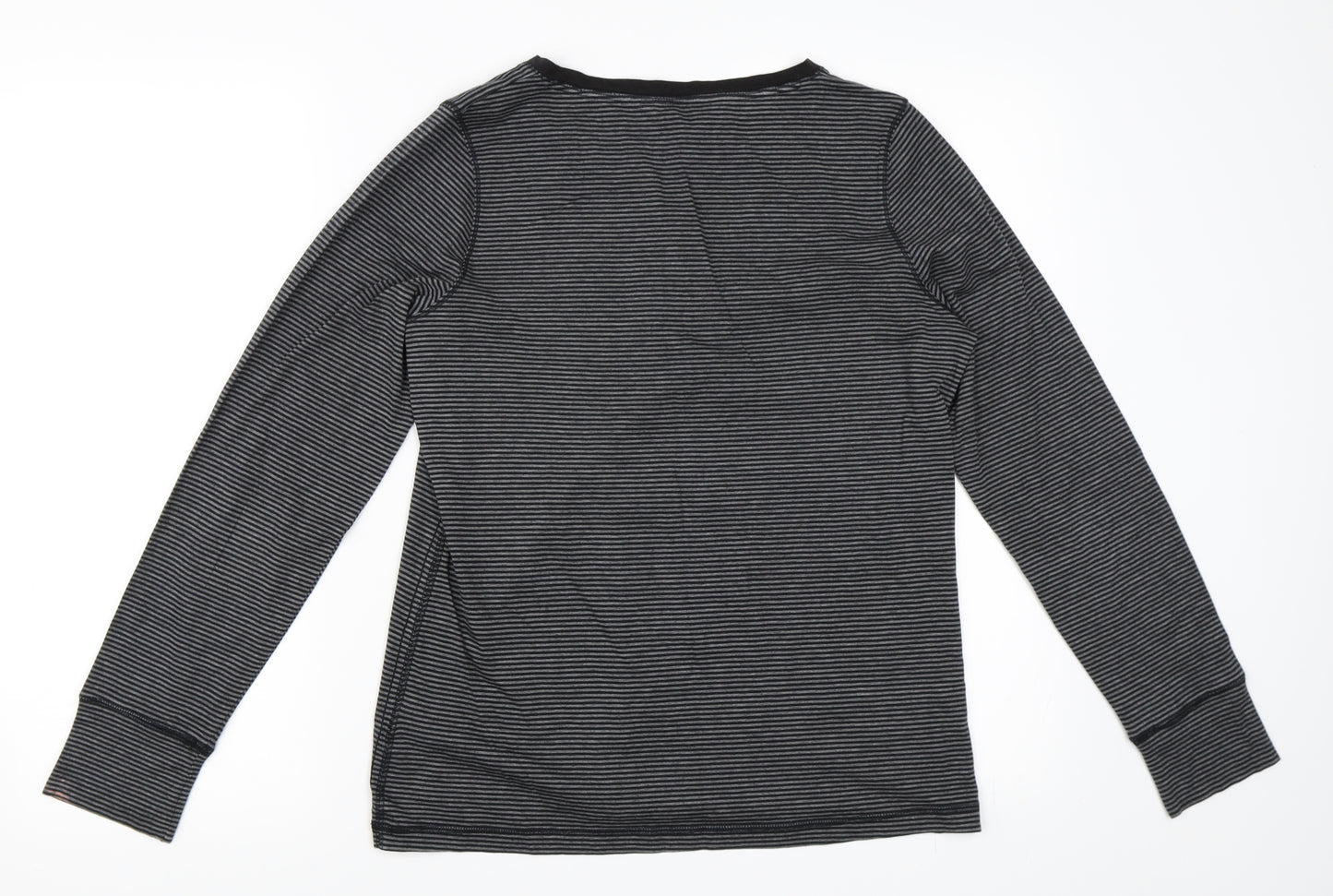 Marks and Spencer Womens Grey Striped  Basic T-Shirt Size 14
