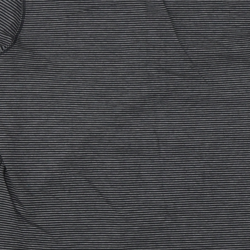Marks and Spencer Womens Grey Striped  Basic T-Shirt Size 14