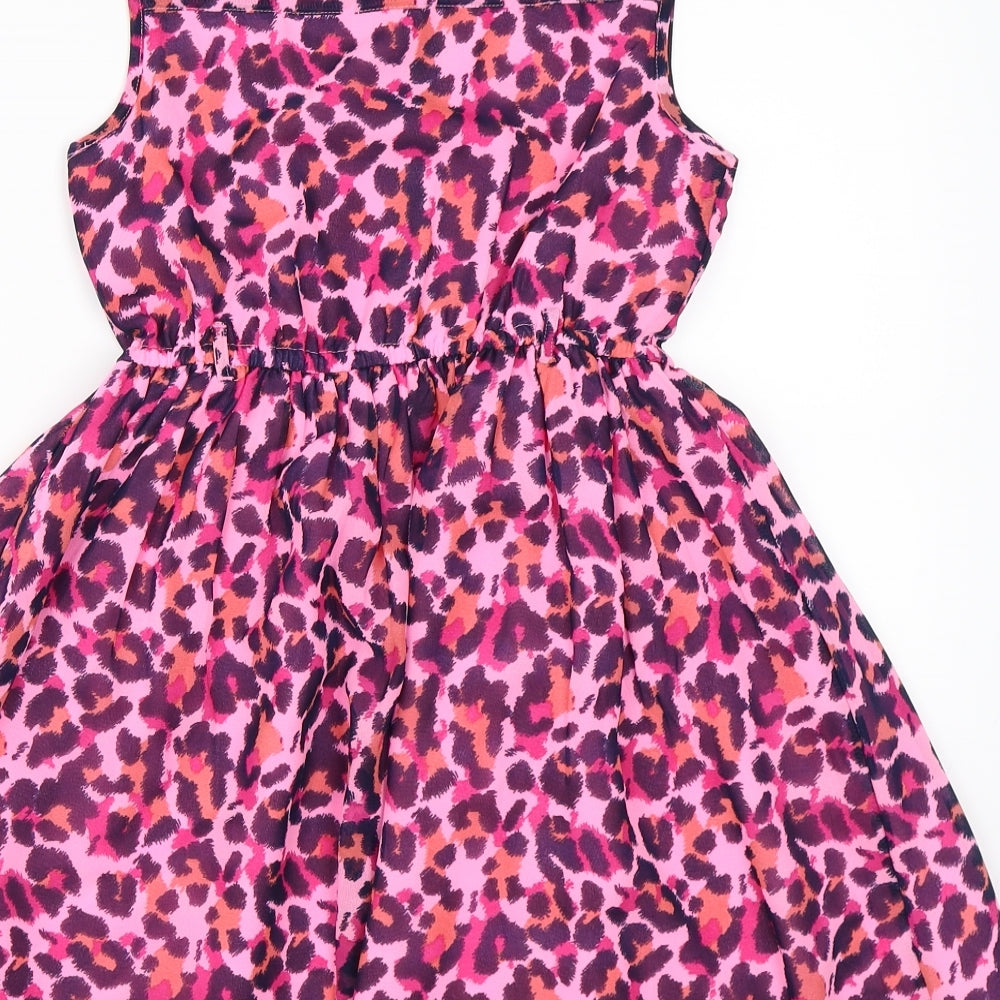 George Girls Pink Animal Print  Skater Dress  Size 8-9 Years