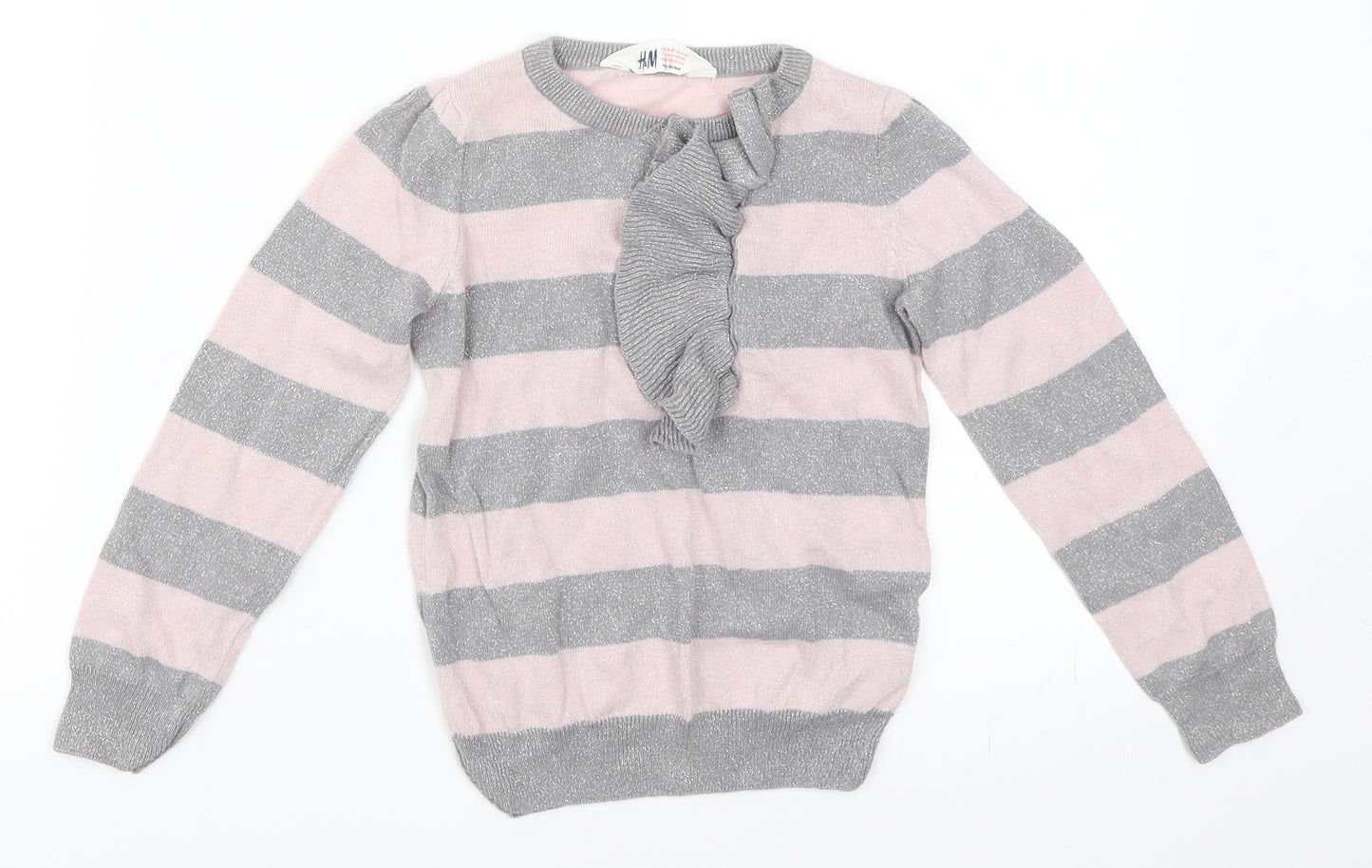 H&M Girls Pink Striped  Pullover Jumper Size 2-3 Years