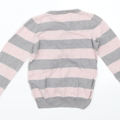 H&M Girls Pink Striped  Pullover Jumper Size 2-3 Years
