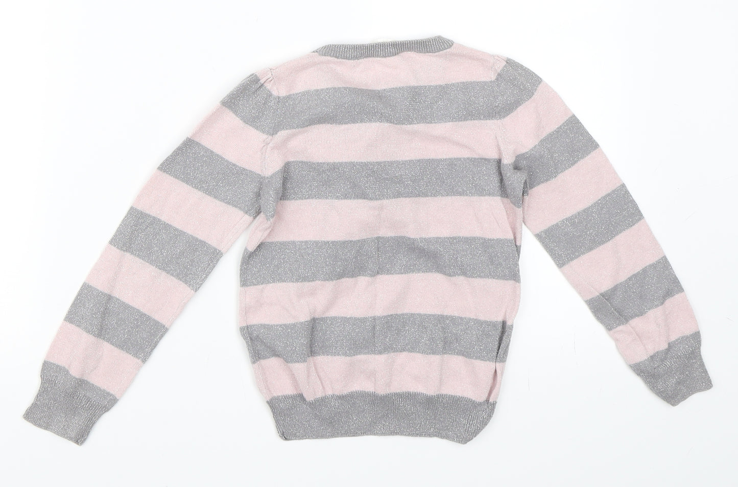 H&M Girls Pink Striped  Pullover Jumper Size 2-3 Years