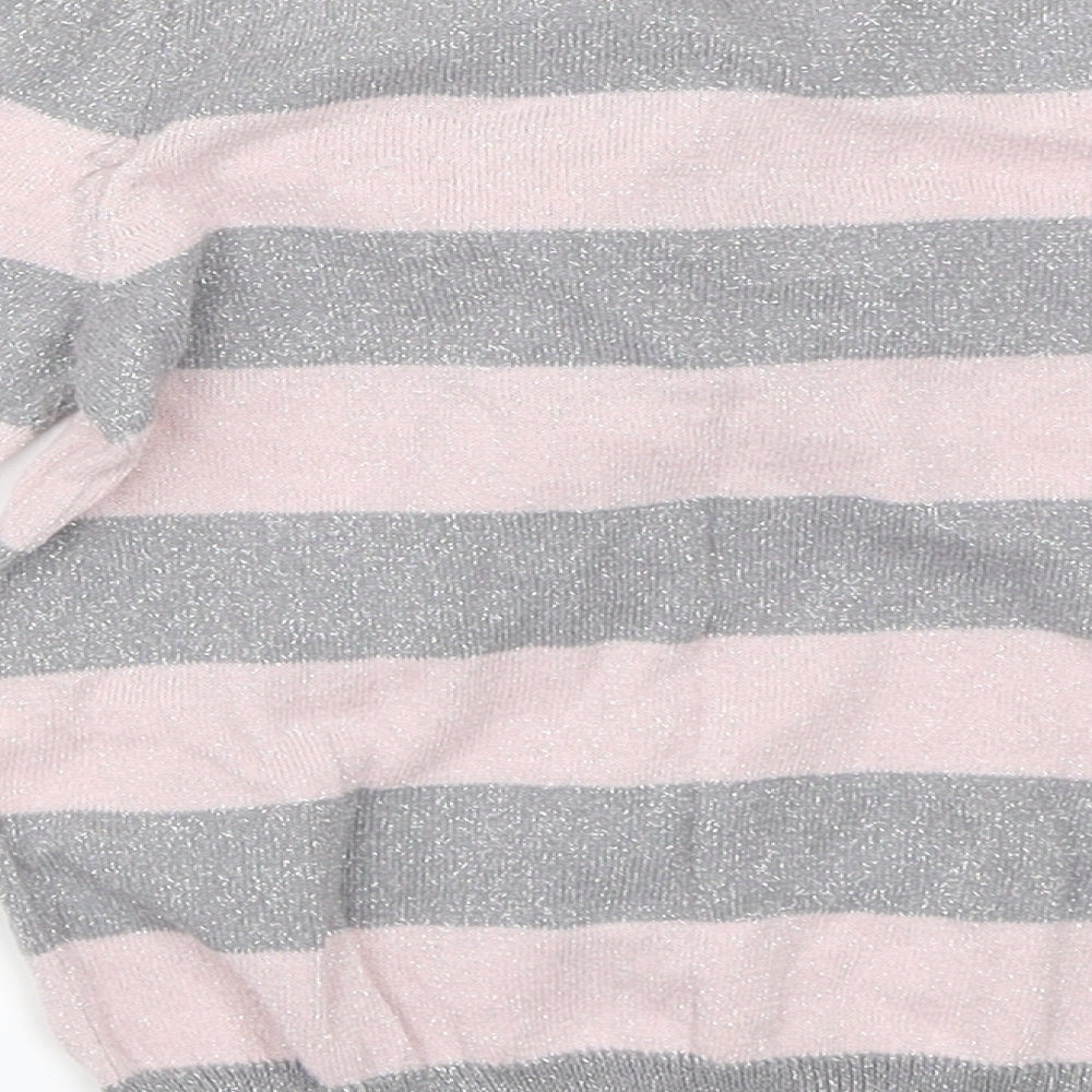 H&M Girls Pink Striped  Pullover Jumper Size 2-3 Years