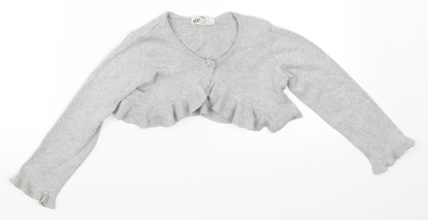 H&M Girls Silver   Cardigan Jumper Size 2-3 Years