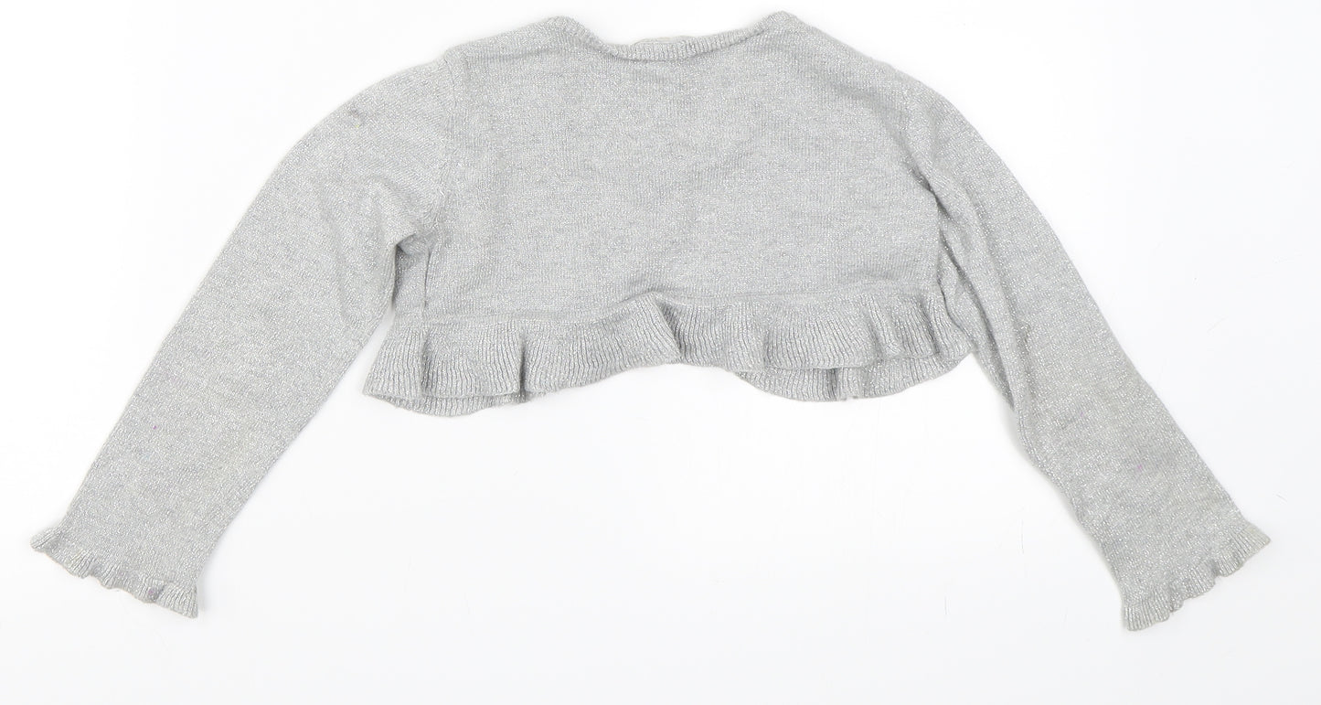 H&M Girls Silver   Cardigan Jumper Size 2-3 Years