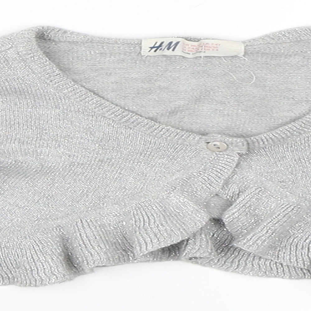 H&M Girls Silver   Cardigan Jumper Size 2-3 Years