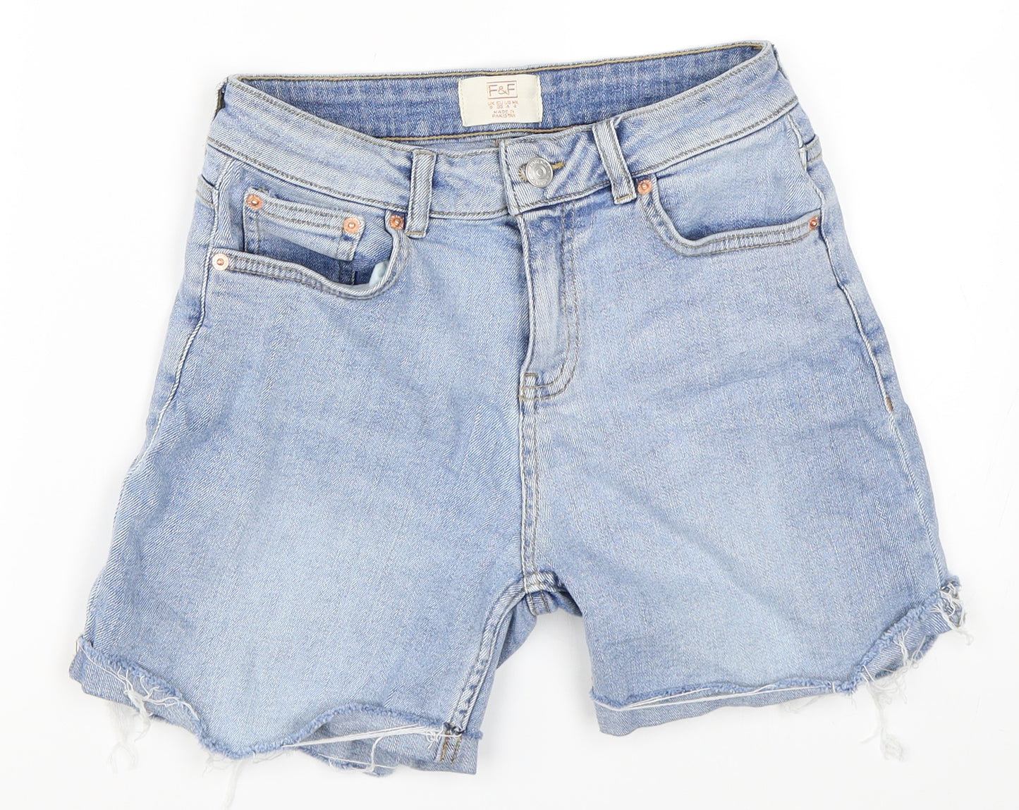 F&F Womens Blue  Denim Cut-Off Shorts Size 8