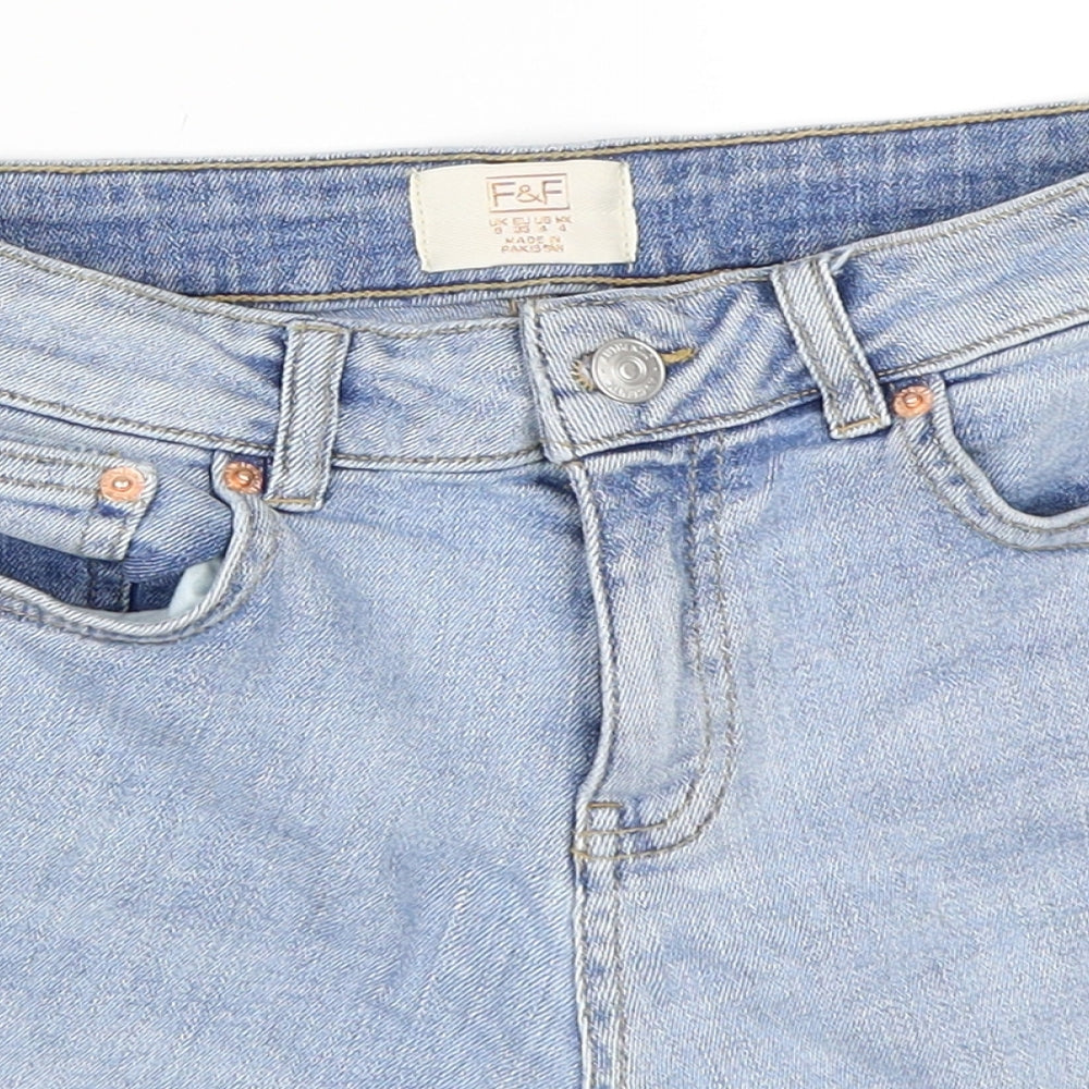 F&F Womens Blue  Denim Cut-Off Shorts Size 8