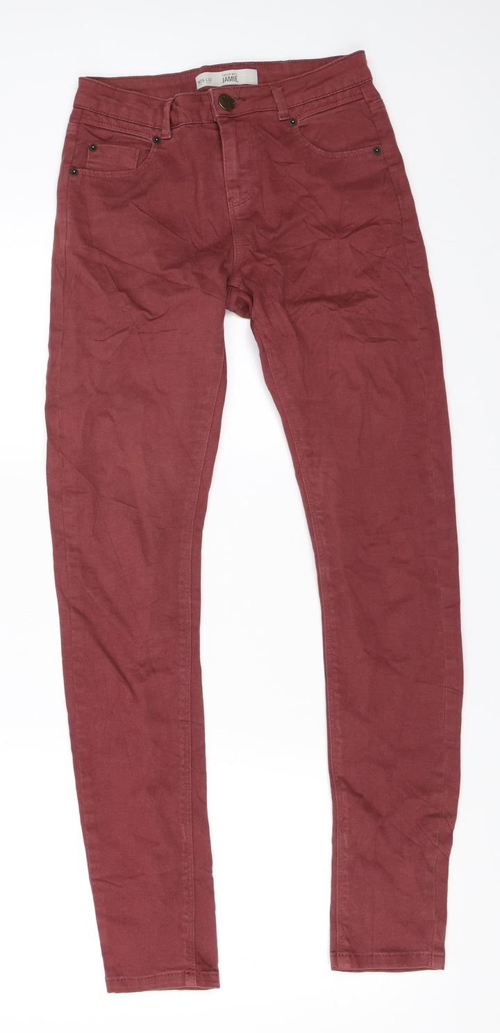 Topshop Womens Red Skinny Jeans Size 26 in L32 in