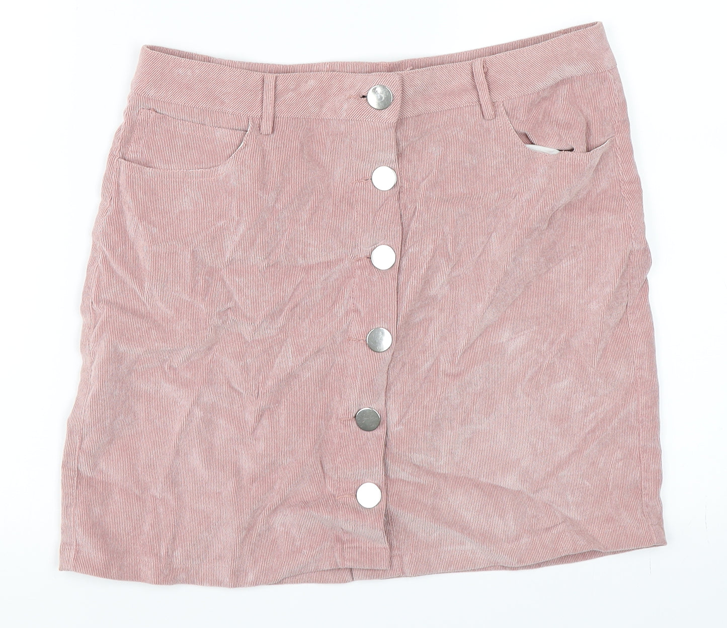 Boohoo Womens Pink  Corduroy Mini Skirt Size 14