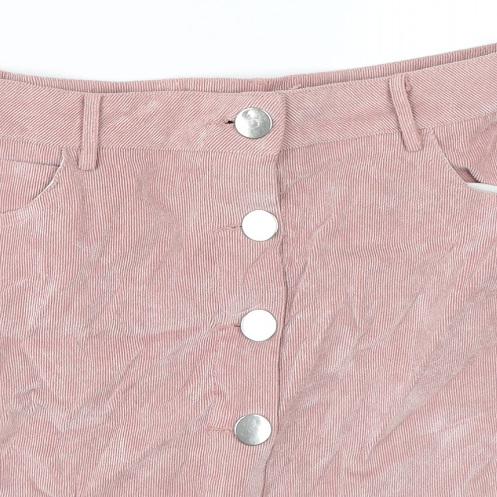 Boohoo Womens Pink  Corduroy Mini Skirt Size 14