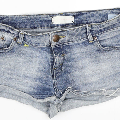 Topshop Womens Blue  Denim Hot Pants Shorts Size 10