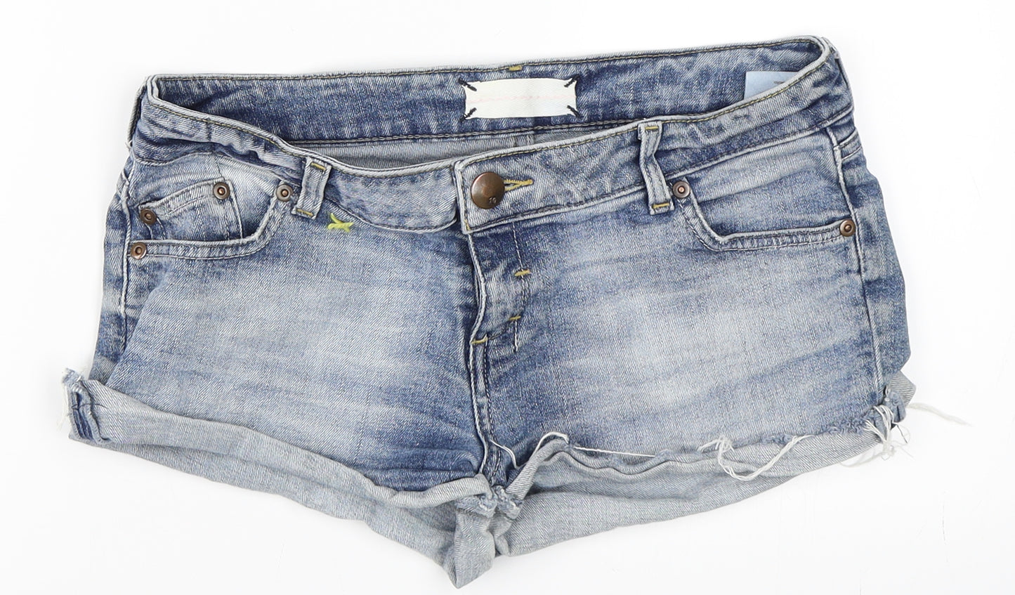 Topshop Womens Blue  Denim Hot Pants Shorts Size 10