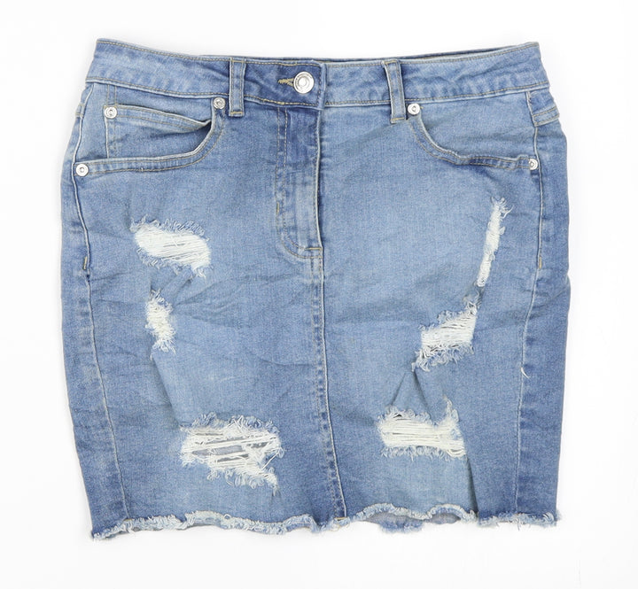 Parsian Womens Blue  Denim Mini Skirt Size 10