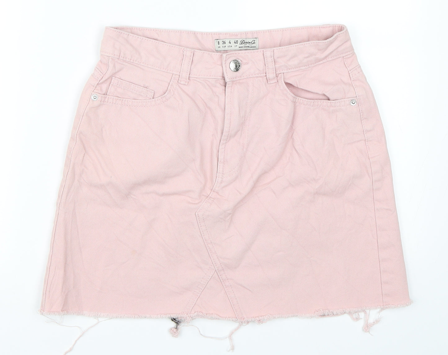 Primark Womens Pink  Denim Mini Skirt Size 8