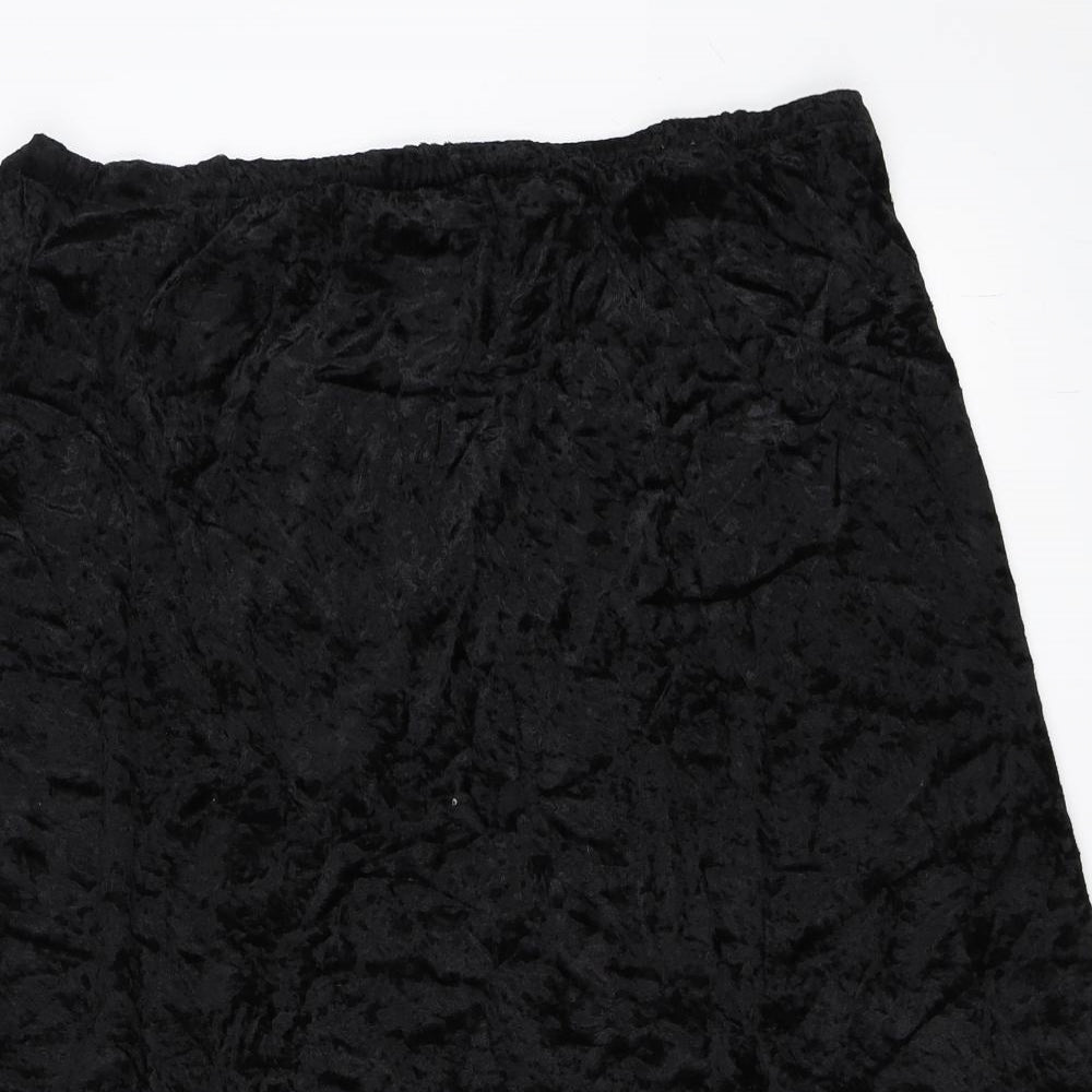 Isabelle Womens Black  Velour Flare Skirt Size 18