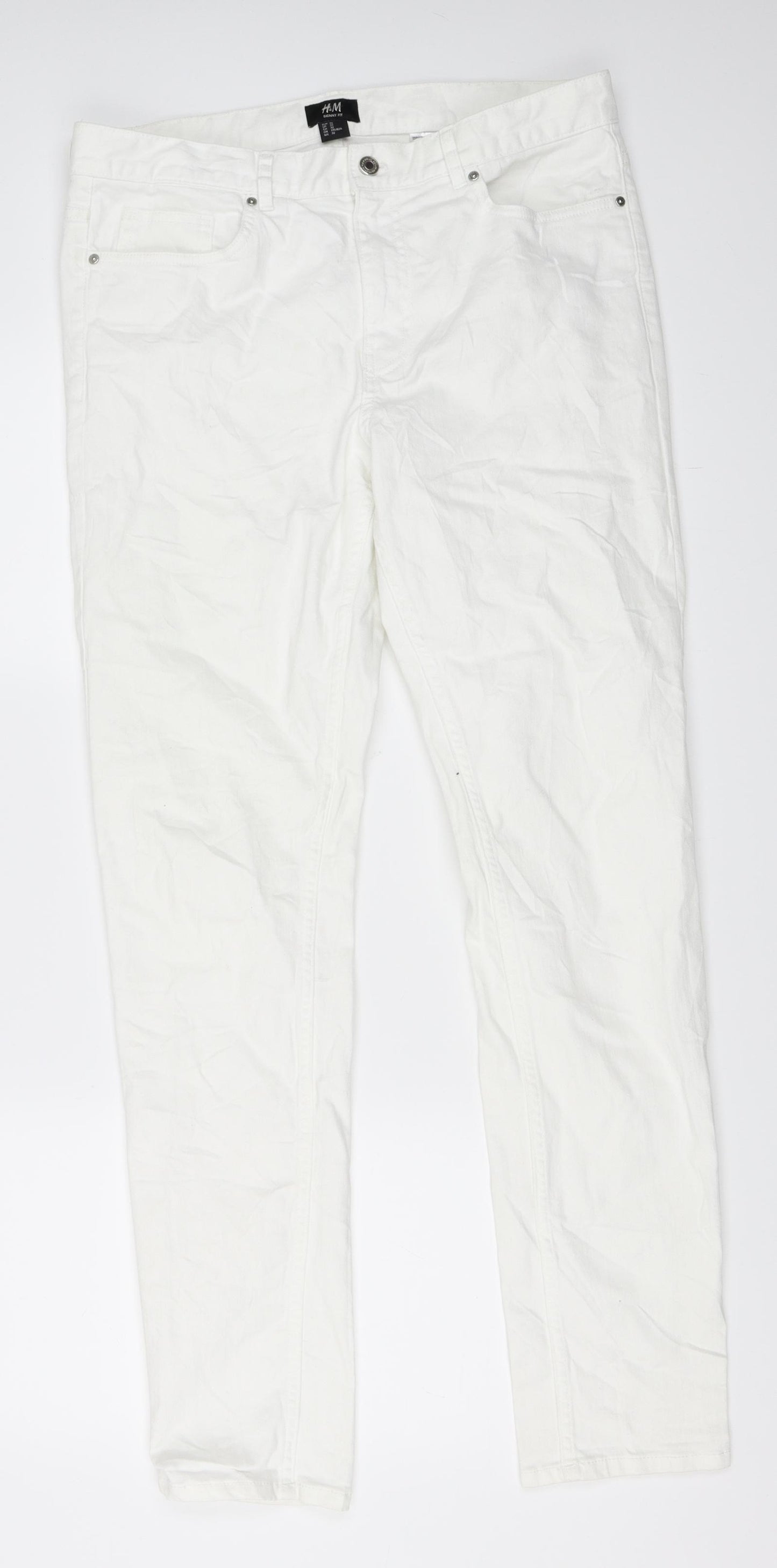 H&M Womens White  Denim Skinny Jeans Size 32 L30 in