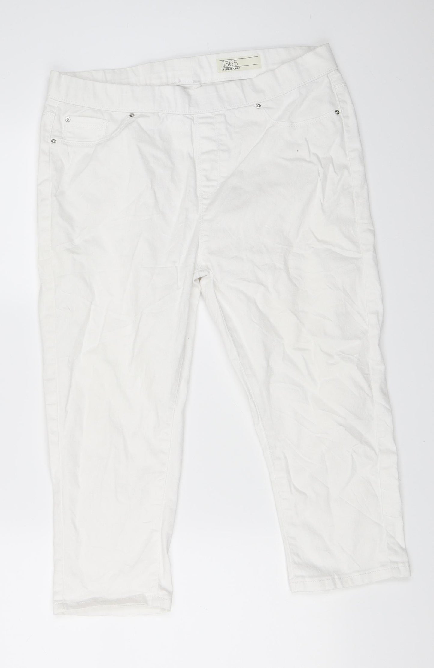 Denim 365 Womens White   Cropped Jeans Size 14