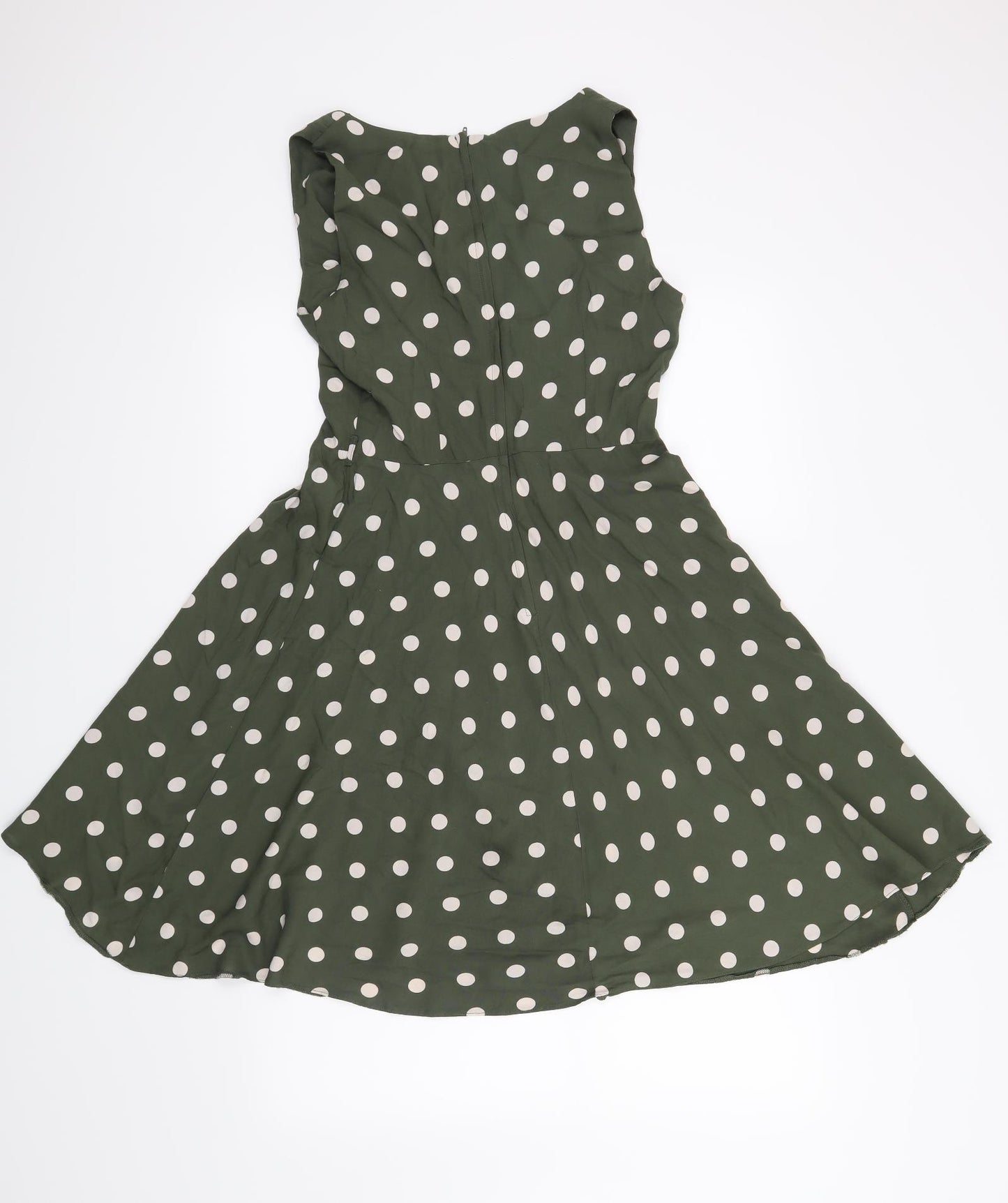 Billie & Blossom Womens Green Polka Dot  Fit & Flare  Size 10