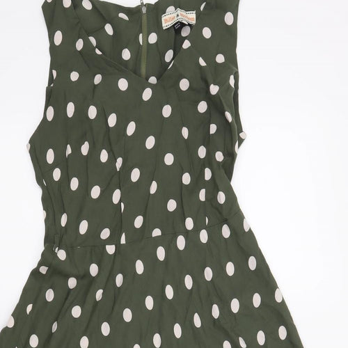 Billie & Blossom Womens Green Polka Dot  Fit & Flare  Size 10