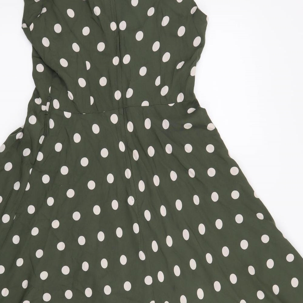 Billie & Blossom Womens Green Polka Dot  Fit & Flare  Size 10